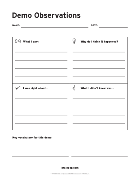 Observation Chart Graphic Organizer