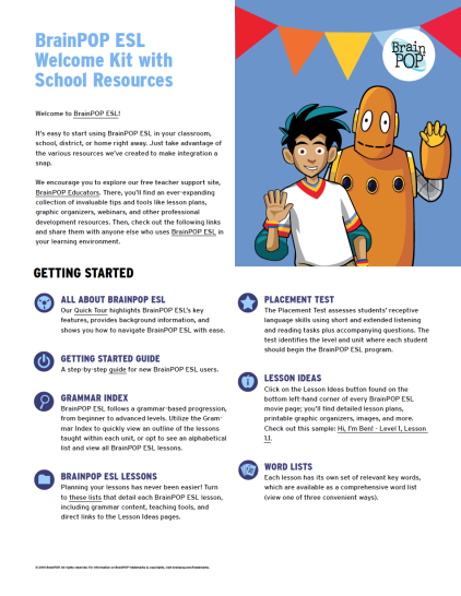 infographic about school resources for BrainPOP ESL