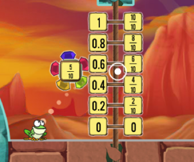 Learn numberline concepts while jumping, bouncing, sliding, and sticking to walls as a frog character.