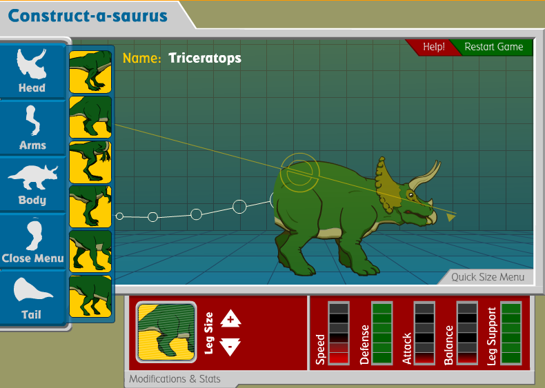 Construct A Saurus Dinosaur Game Essential Questions Brainpop