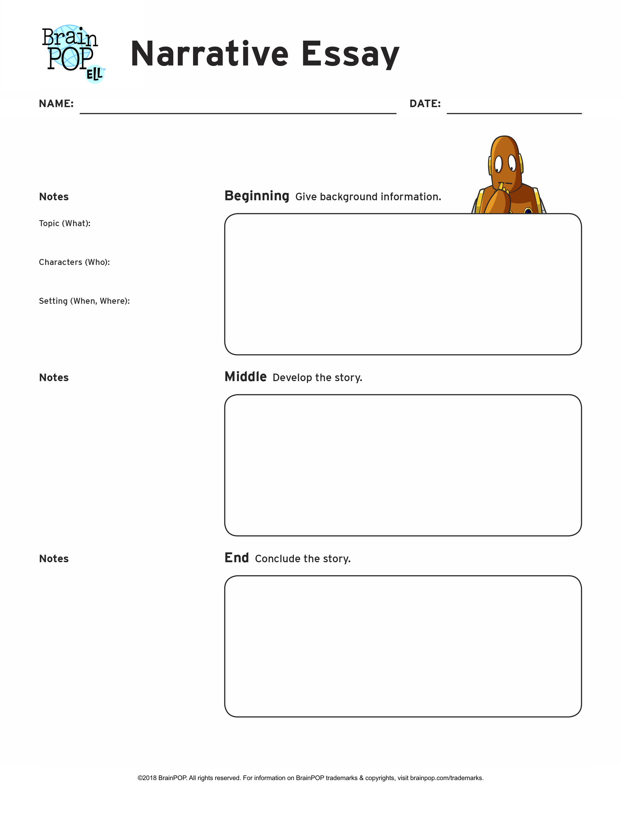 Narrative Essay Graphic Organizer BrainPOP Educators