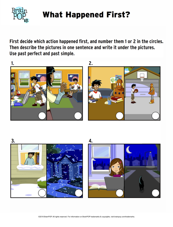 What Happened First? Past Tense Sequence Activity BrainPOP Educators