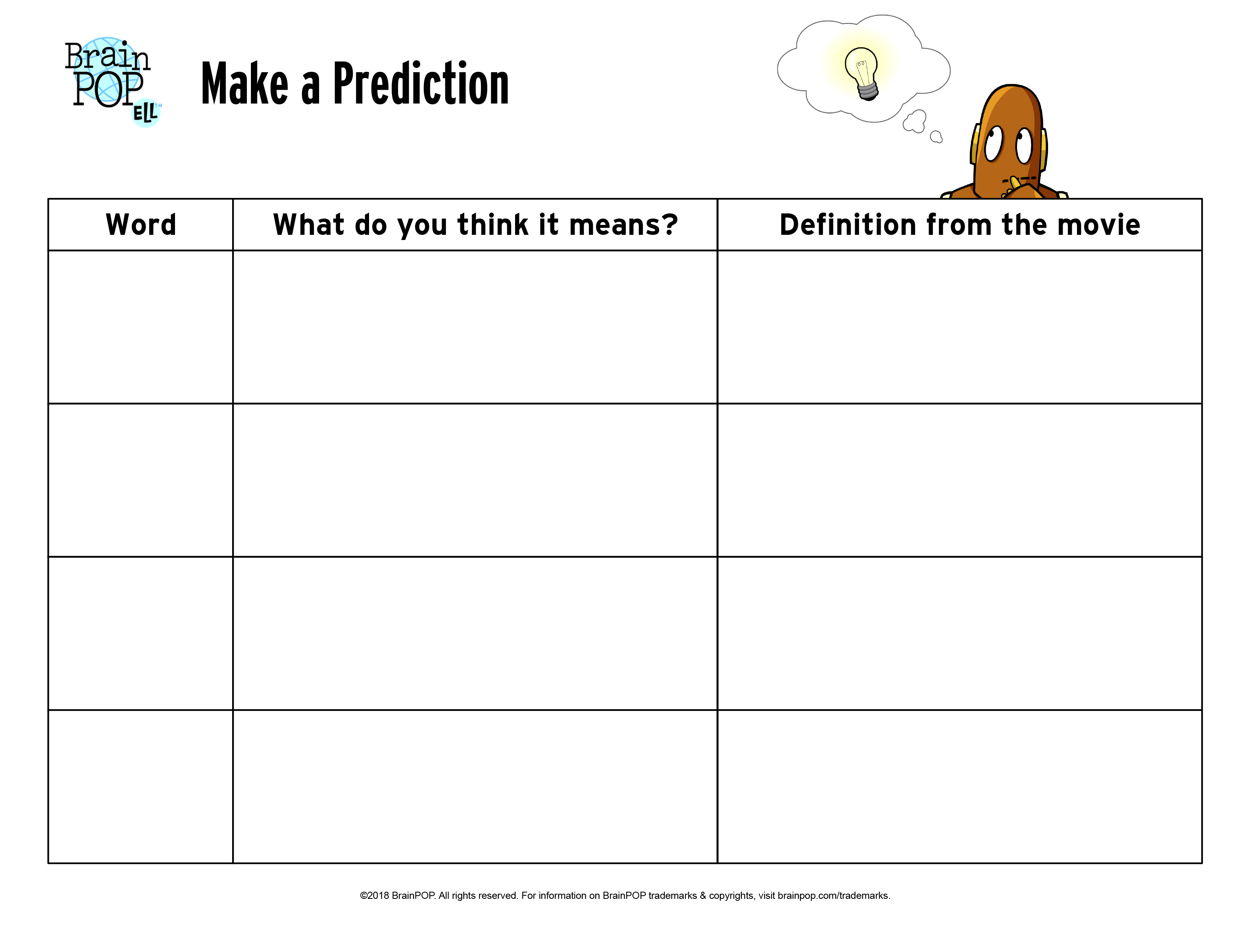 Make a Prediction Graphic Organizer