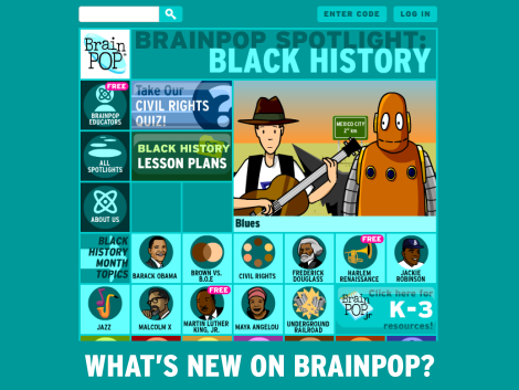 Screenshot of Black History BrainPOP spotlight page
