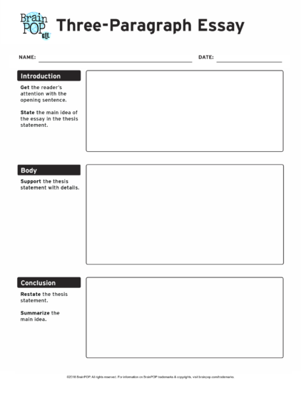 Three Paragraph Essay Graphic Organizer BrainPOP Educators