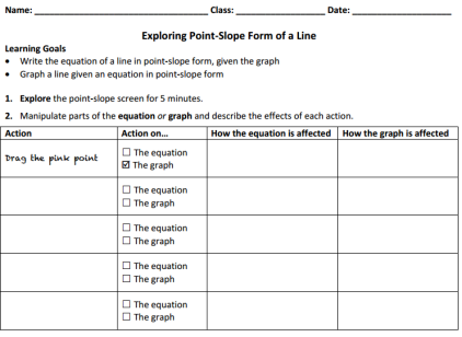 Point-Slope Activity Sheet | BrainPOP Educators Point-Slope Activity Sheet | BrainPOP Educators